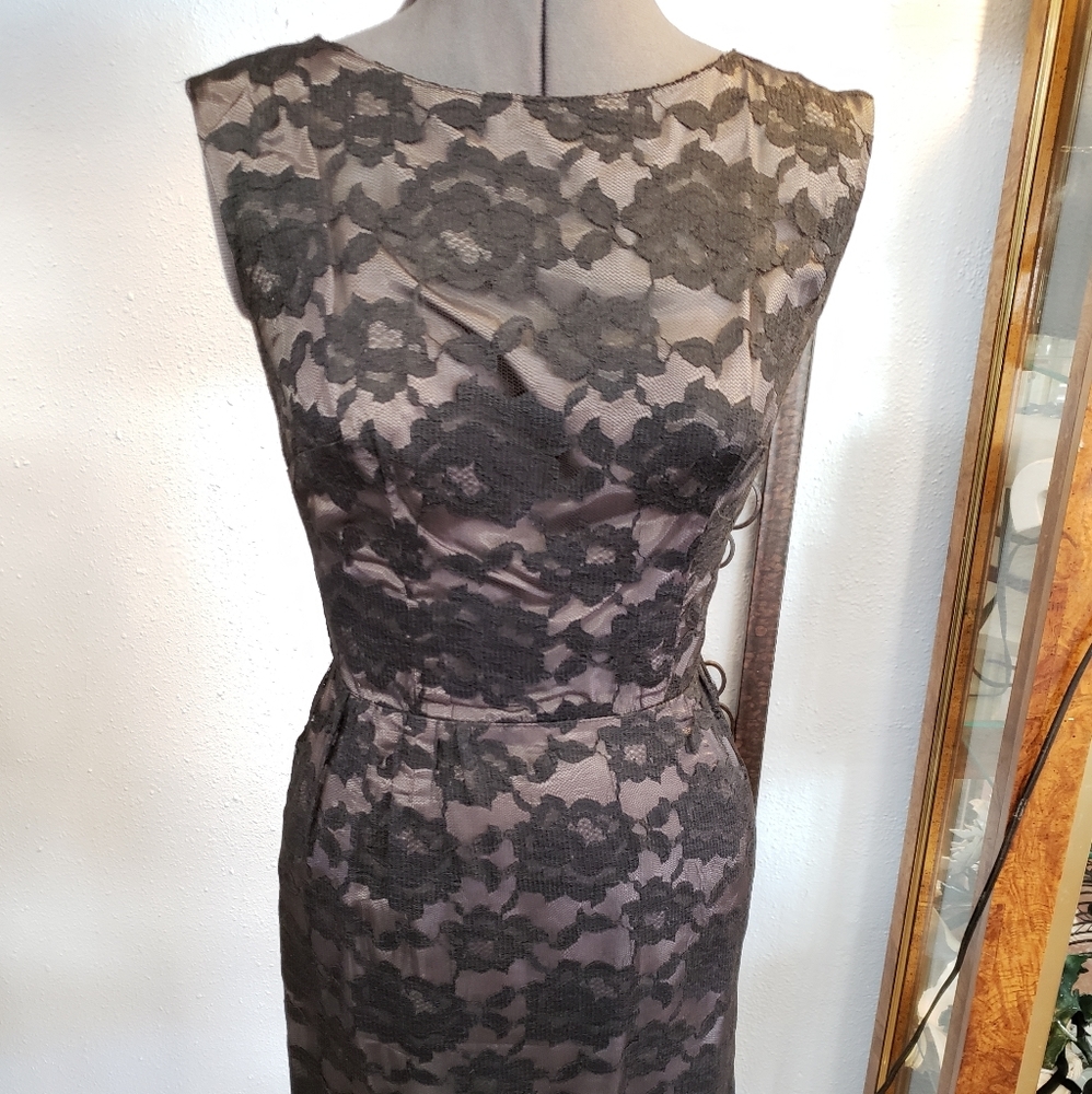 Vintage Black Lace Wiggle Dress